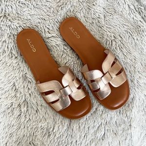 Aldo Rose Gold Slide Sandals